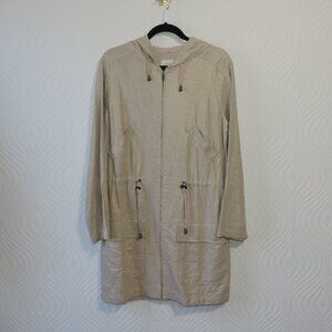 J JILL sz S Tall Gorgeous Golden Beige Hooded Anorak Lightweight Stunning